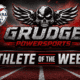 Grudge Powersports Athlete of the Week logo with skull and wings design.