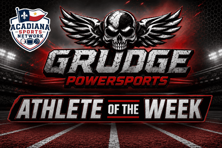 Grudge Powersports Athlete of the Week logo with skull and wings design.